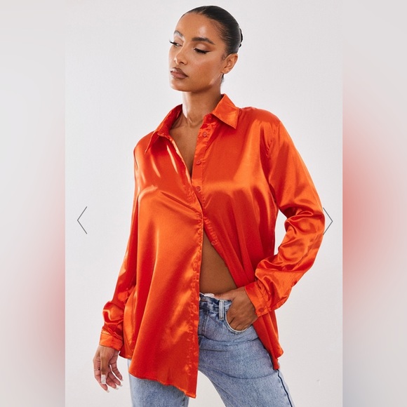 PrettyLittleThing Satin Button Down Shirt - M - Picture 5 of 5